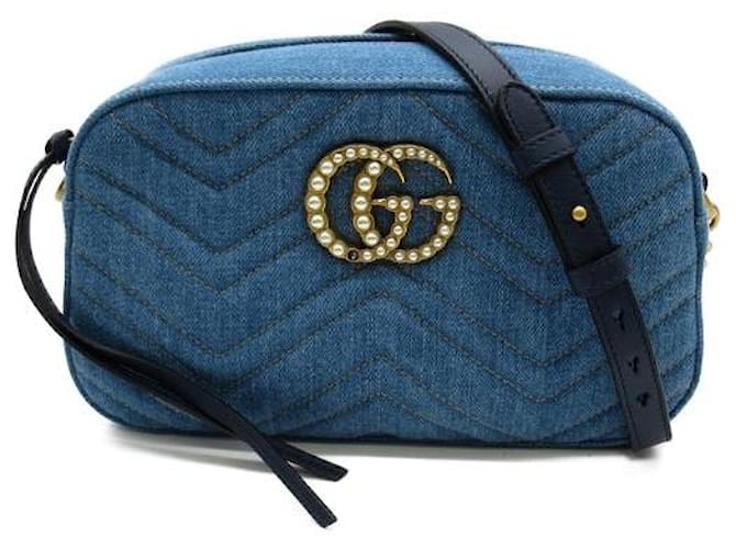 Gucci Marmont Denim Crossbody Bag Blue  ref.1311317