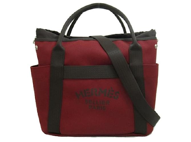 Hermès Toile Sac de Pansage The Grooming Bag Rouge  ref.1311323