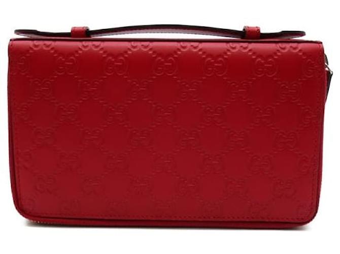 Microguccissima lined Zip Travel Wallet Red Pony-style calfskin  ref.1311340