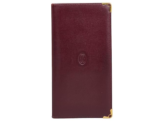 Cartier Leather Bifold Long Wallet Pink Golden Pony-style calfskin  ref.1311375