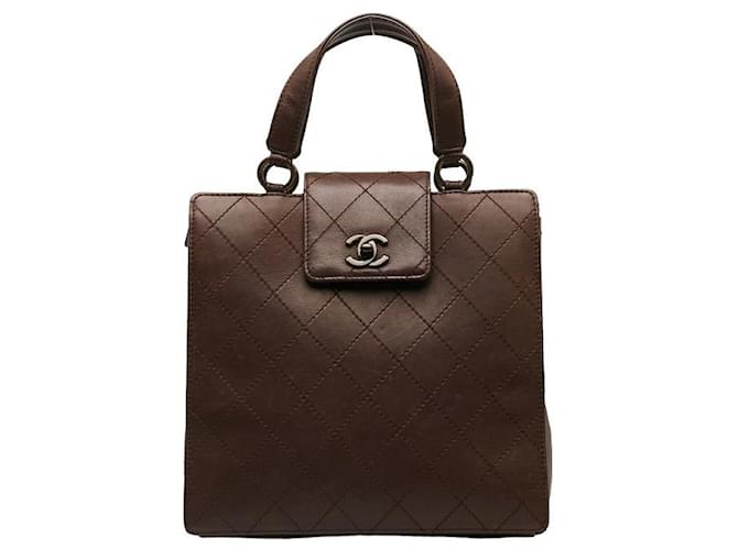 Chanel Quilted Leather Handbag Brown Pony-style calfskin  ref.1311404