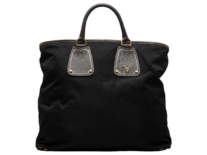 Prada Tessuto Leather-Trimmed Tote Bag Black Nylon  ref.1311471