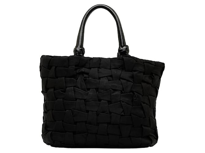 Prada Tessuto Weaved Handbag Black Nylon  ref.1311472