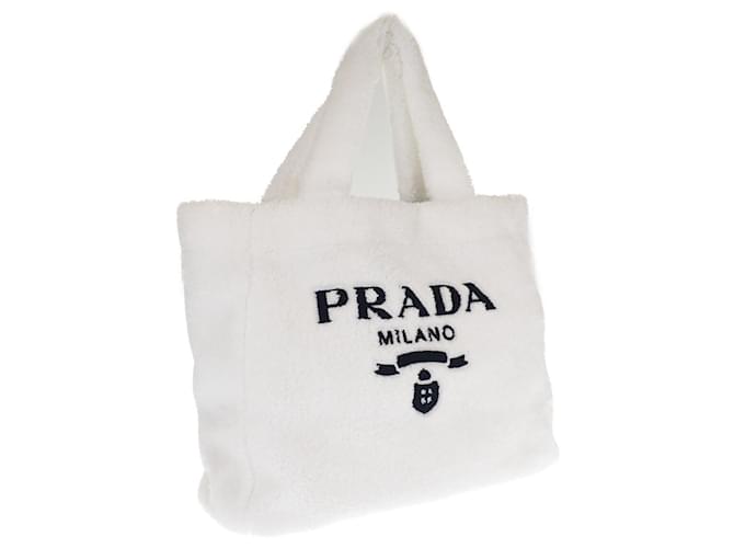 Prada Montone Fur Tote Bag White Cloth  ref.1311483