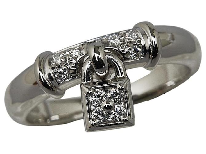 Tasaki Platinum Diamond Padlock Ring Silvery  ref.1311487