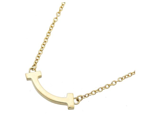Tiffany & Co 18K Micro T Smile Necklace Golden  ref.1311498