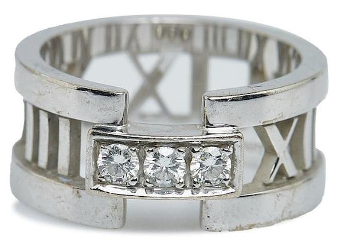Tiffany & Co 18K Gold 3P-Diamant-Atlas-Ring Silber  ref.1311540