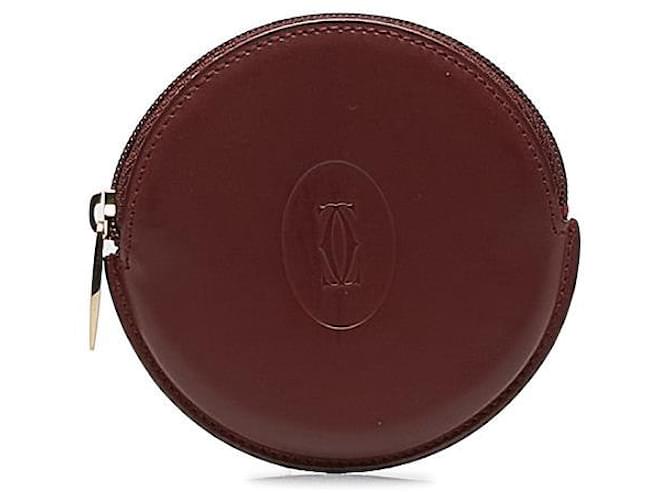 Must De Cartier Leather Round Coin Purse Red Pony-style calfskin  ref.1311548