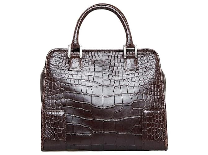 Loewe Embossed Leather Handbag Brown Pony-style calfskin  ref.1311568