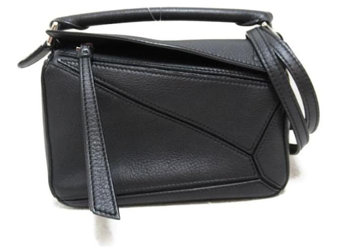 Loewe Mini Leather Puzzle Bag Black  ref.1311569