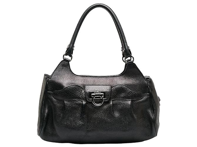 Salvatore Ferragamo Leather Armonia Shoulder Bag Black Pony-style calfskin  ref.1311650