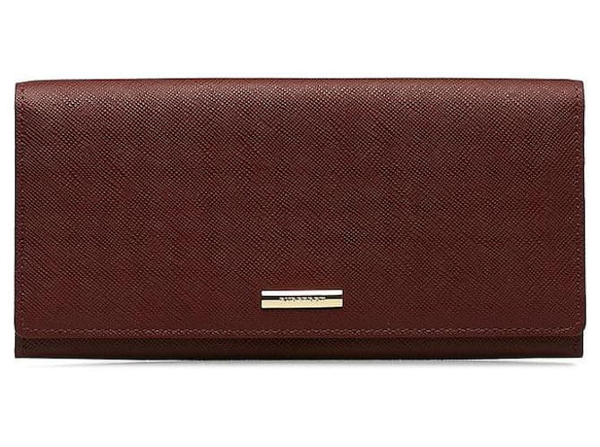 Burberry Leather Bifold Wallet Red Pony-style calfskin  ref.1311671