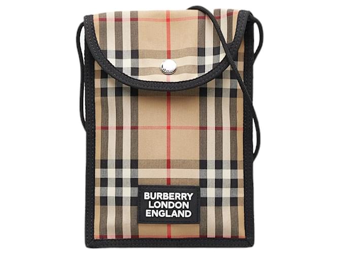 Burberry House Check-Handy-Umhängetasche aus Baumwolle Braun  ref.1311675