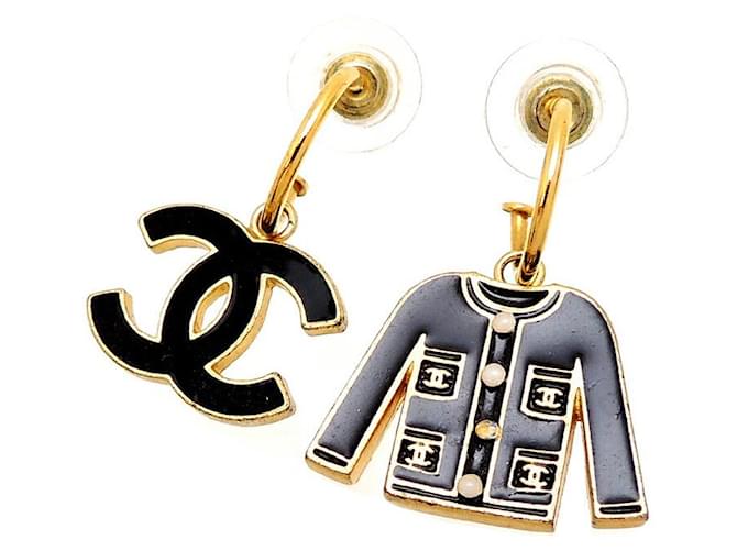 Chanel Boucles d'oreilles pendantes à motif CC & Jacket Noir  ref.1311687