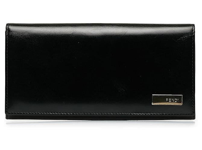 Fendi Leather Bifold Wallet Black Pony-style calfskin  ref.1311697