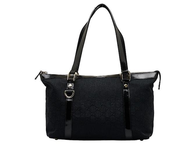 Gucci Abtei-Einkaufstasche aus GG-Segeltuch Schwarz Leinwand  ref.1311709