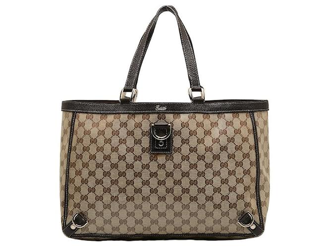 Gucci GG Crystal Abbey D-Ring Tote Bag Brown  ref.1311711