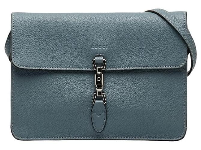 Gucci Leather New Jackie Crossbody Bag Blue Pony-style calfskin  ref.1311715