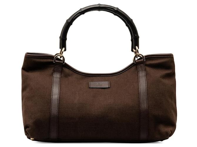 Gucci Canvas Bamboo Handbag Brown Cloth  ref.1311719