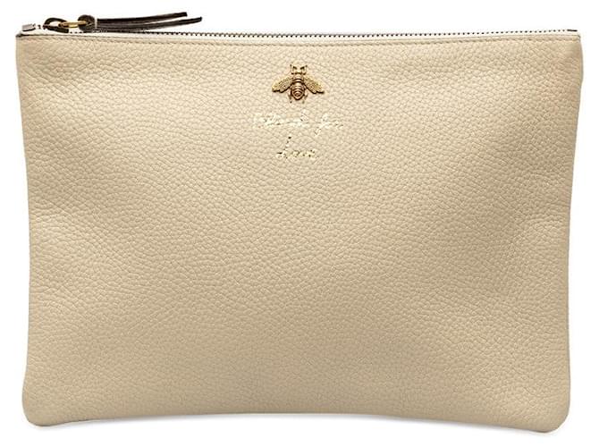 Gucci Animalier Leather Zip Pouch White Pony-style calfskin  ref.1311724