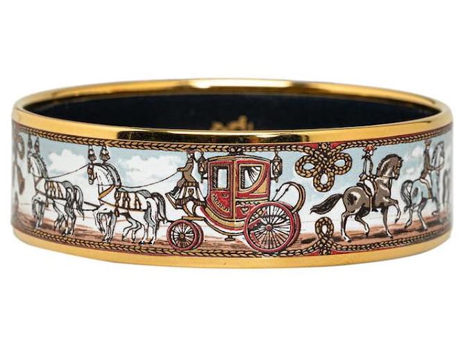 Hermès Enamel Horse and Carriage Bangle GM Golden  ref.1311743