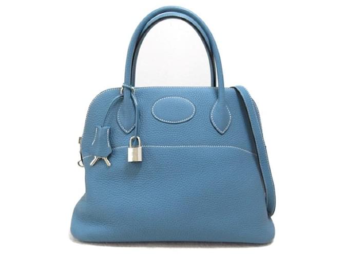 Hermès Clemence Bolide 31 Blue Leather  ref.1311756