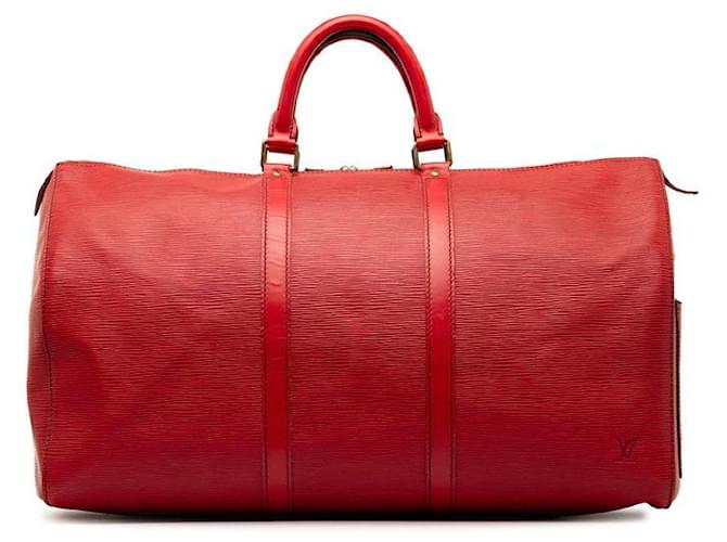 Louis Vuitton Epi Keepall 50 Vermelho Bezerro-como bezerro  ref.1311910