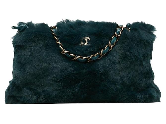 Chanel CC Fur Chain Shoulder Bag Green  ref.1311936