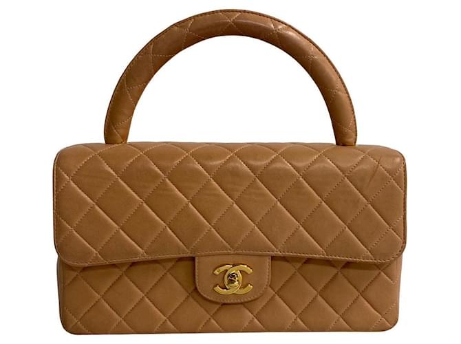 Chanel CC Matelasse Top Handle Bag Brown Lambskin  ref.1311974