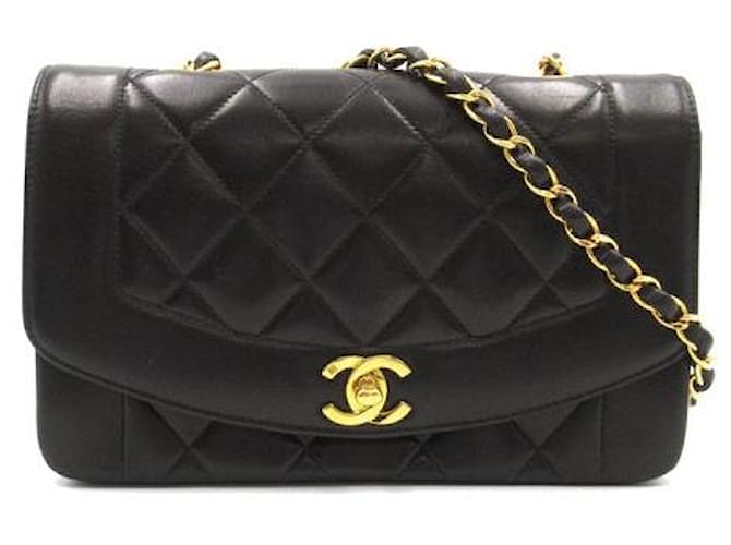 Chanel Diana Flap Crossbody Bag Black Lambskin  ref.1311977