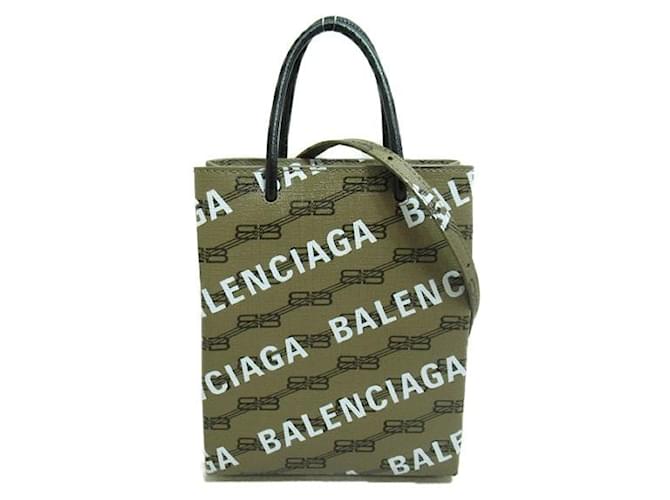 Balenciaga Bolso shopper BB con monograma y logo Castaño Lienzo  ref.1311989