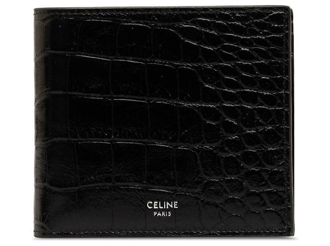 Céline Embossed Leather Bifold Wallet Black Pony-style calfskin  ref.1312001