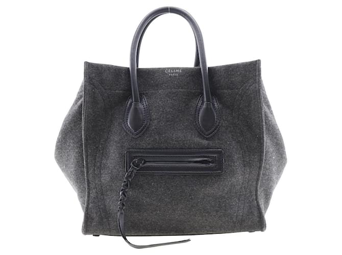 Céline Phantom Medium Felt Luggage Tote Bag Grey Wool  ref.1312007