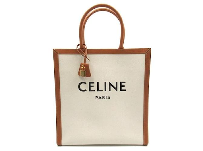 Céline Vertikale Cabas-Tasche Weiß Leinwand  ref.1312010