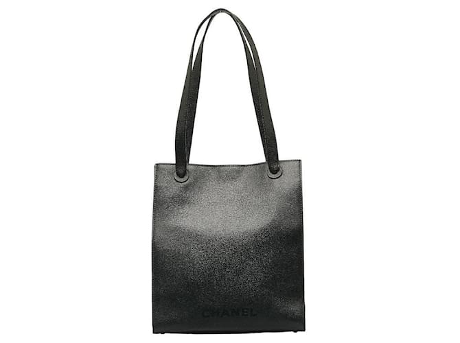 Chanel Logo Tote Bag Black Pony-style calfskin  ref.1312033