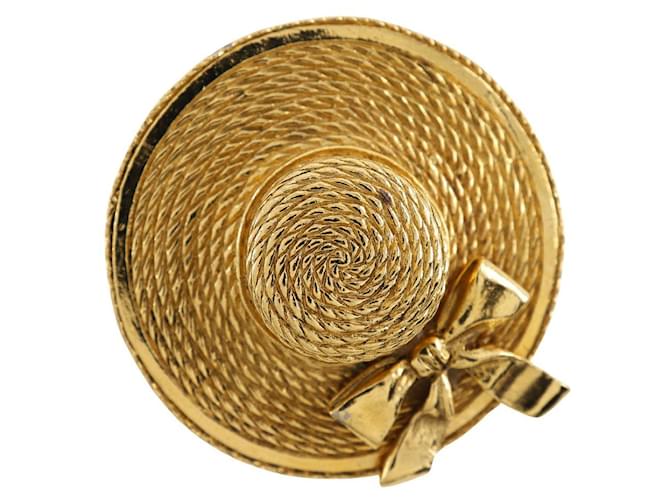 Chanel Broche de palha Dourado  ref.1312036