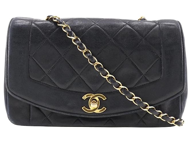Chanel Diana Flap Crossbody Bag Black Lambskin  ref.1312044