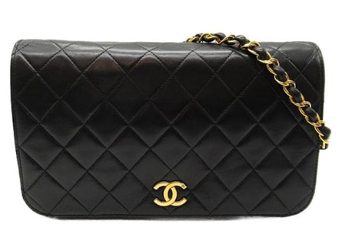 Chanel CC Matelasse Full Flap Bag Black Lambskin  ref.1312048