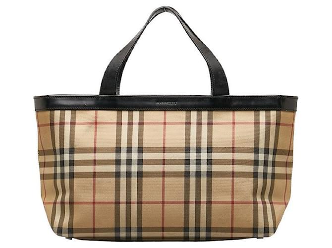 Burberry House Check Canvas Handbag Brown  ref.1312054