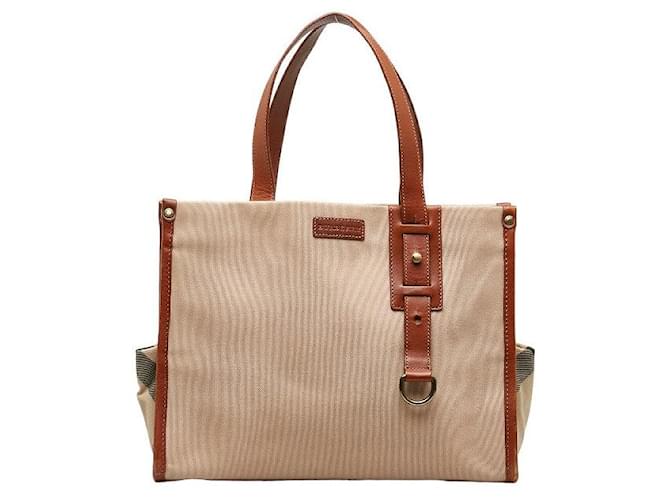 Burberry Logo Canvas Handbag Brown Cloth  ref.1312057
