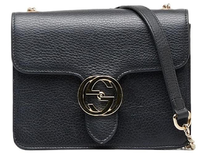Gucci Interlocking G Crossbody Bag Black Pony-style calfskin  ref.1312079