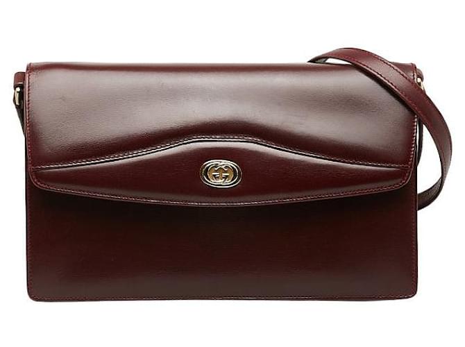 Gucci Interlocking G Leather Shoulder Bag Red Pony-style calfskin  ref.1312083