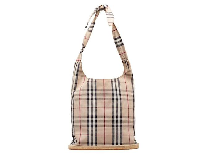 Burberry House Check Espadrille Bucket Bag Brown Cloth  ref.1312149