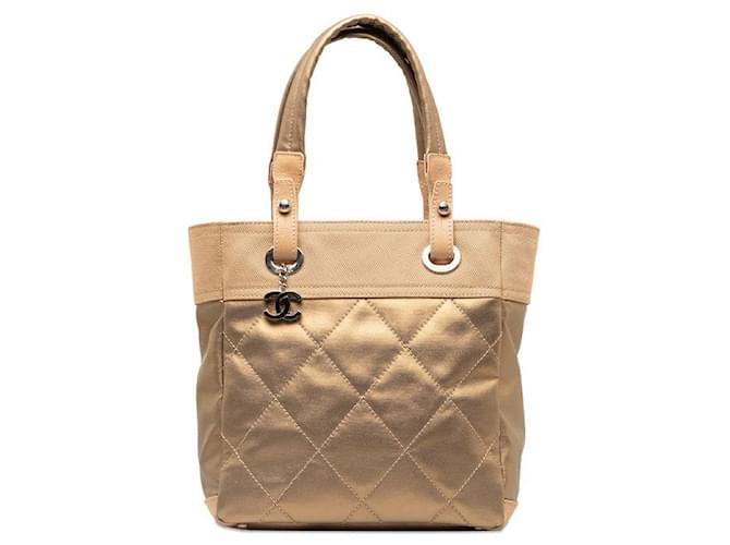 Chanel Paris Biarritz Tote Bag Golden Cloth  ref.1312169
