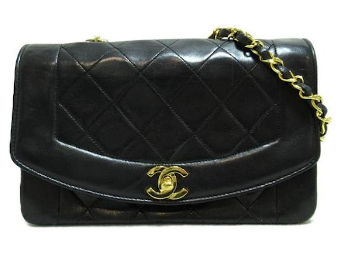 Chanel Diana Flap Crossbody Bag Black Lambskin  ref.1312174