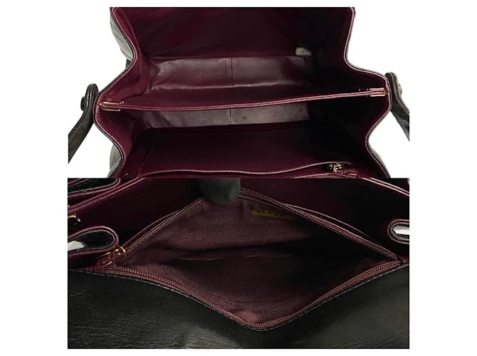 Chanel Bolsa de ombro acolchoada com aba CC Preto Pele de cordeiro  ref.1312176