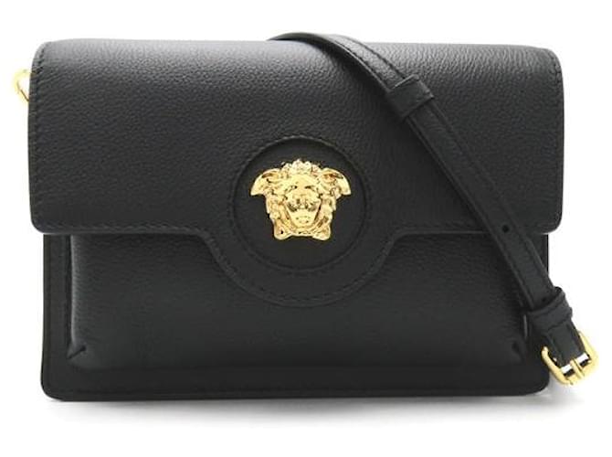 Versace Leather Medusa Crossbody Bag Black Pony-style calfskin  ref.1312257