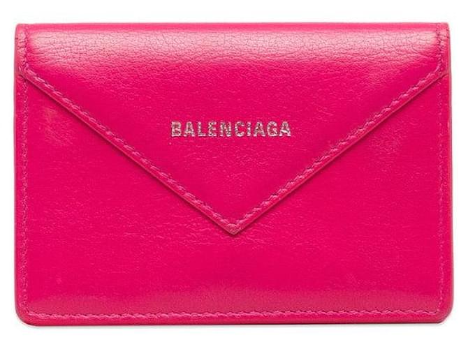 Balenciaga Mini-Geldbörse aus Papier Kompakte Geldbörse aus Leder Pink Kalbähnliches Kalb  ref.1312265