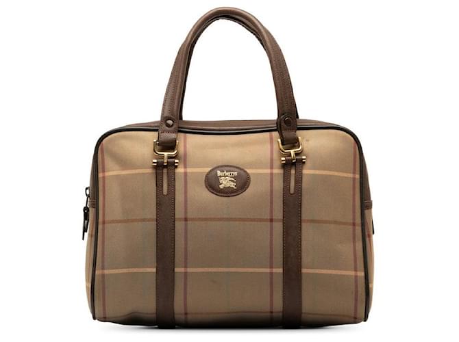 Burberry Plaid Canvas Handbag Brown Cloth  ref.1312266
