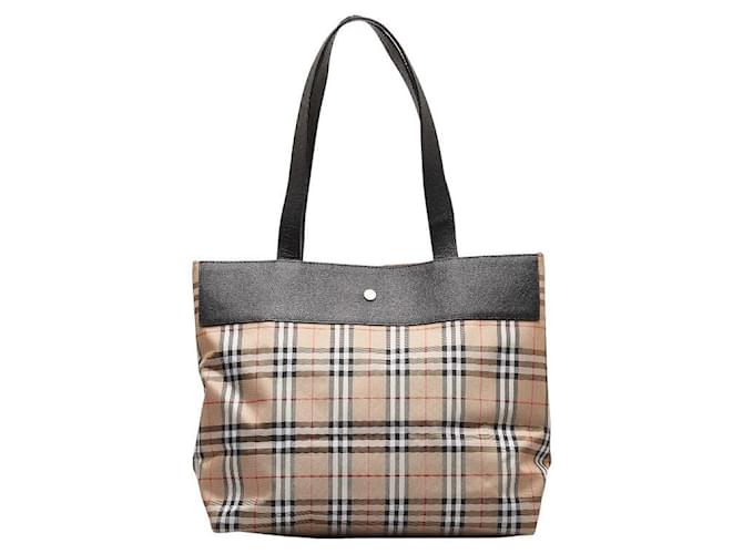 Burberry House Check Canvas Tote Bag Brown Cloth  ref.1312269